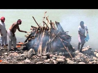 Burning pyre of a human corpse