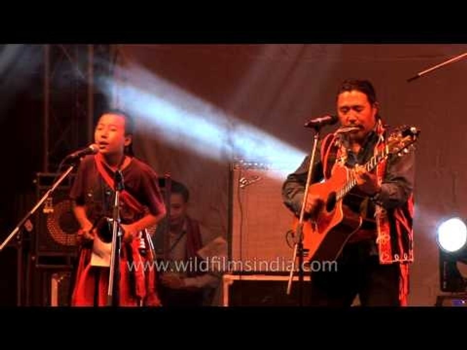 Guru Rewben Mashangva performing along with his son Saka - NagaFest 2012