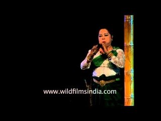 Lady artist plays flute - Delhi event