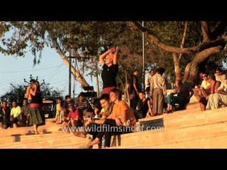 Visitors at Jaipur Ghat in Pushkar, Rajasthan