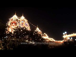 ISKCON Temple lit at night - Delhi