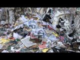 Stacks of waste paper for recycling in India