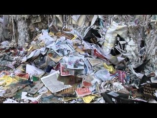 Stacks of waste paper for recycling in India
