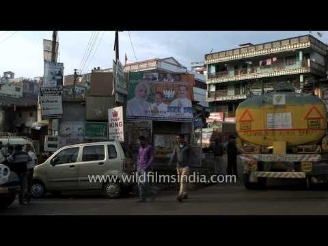 Banners of political parties displayed on the streets of Lohaghat