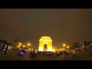 India Gate sunrise - establishing shot for New Delhi