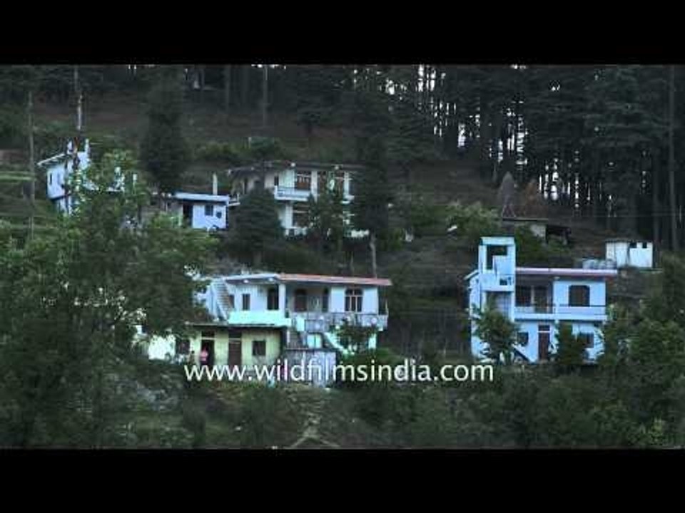 Houses on the hills of Lohaghat in Uttarakhand