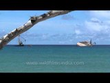 Submerged ship in Andaman and Nicobar Islands