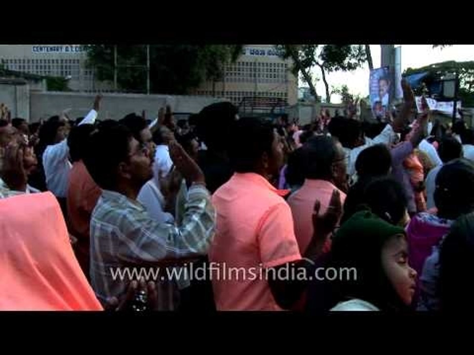 Devotees gather for the flag hoisting on the first day of 'Novena' - St Mary's Basilica