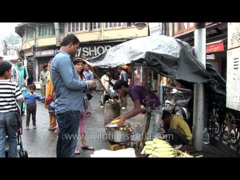 Street vendor selling grilled corn in Mussoorie