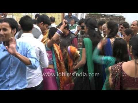 Choliya bagpipers playing at Kumaoni wedding procession