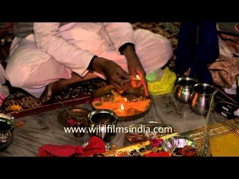 Priest performing pre-wedding rituals : Kumaoni Wedding