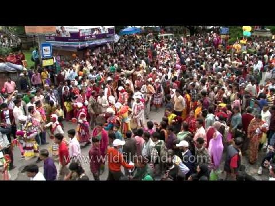 Kumaoni traditional band performing in the midst of crowd