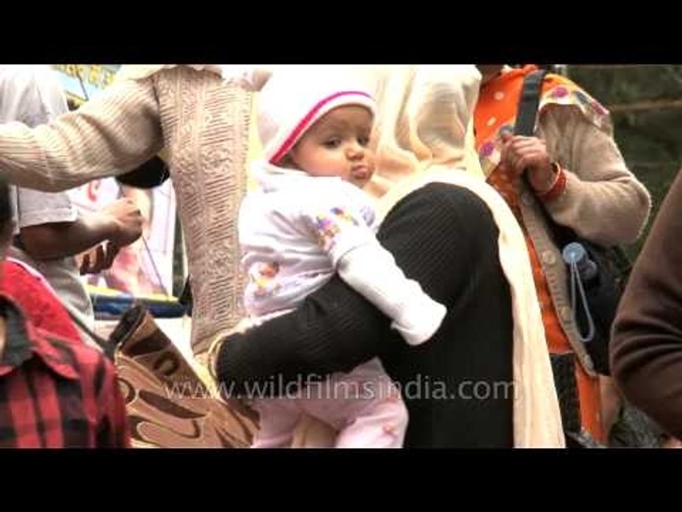 Devotees gathered at the Naina Devi Temple