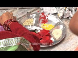 Hindu rituals - incense sticks, fruits and flowers