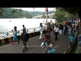 Indian bagpipers in Nainital during Nanda Devi procession