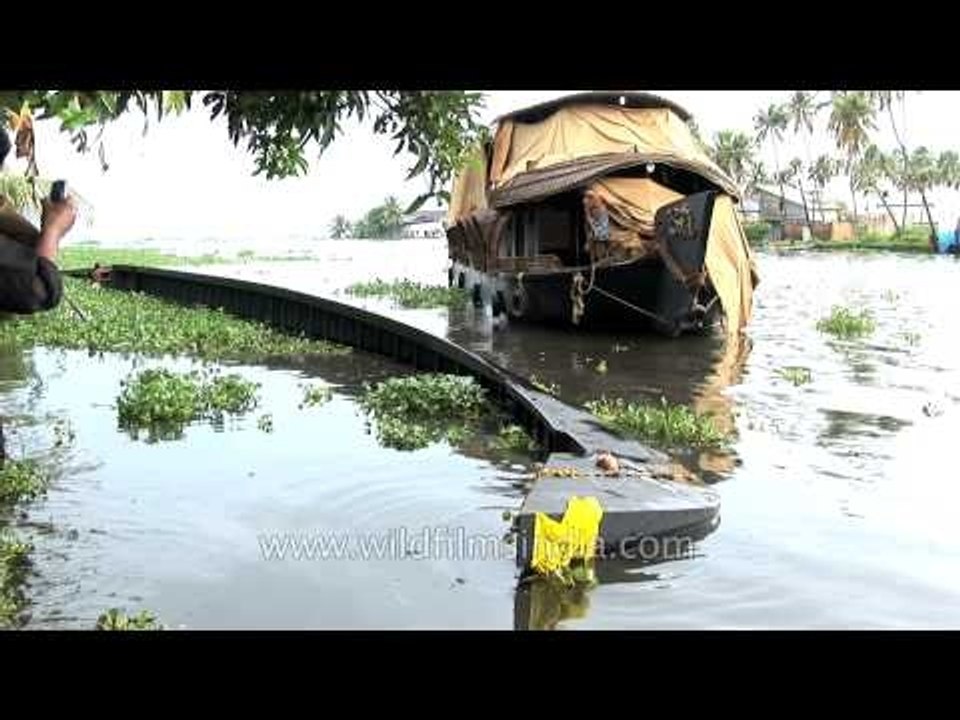 Overturned snake boat in the backwaters of Kerala
