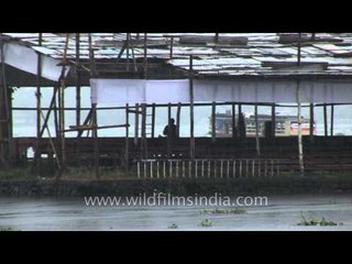 Heavy downpour hampers construction of floating bleachers- Allepey, Kerala