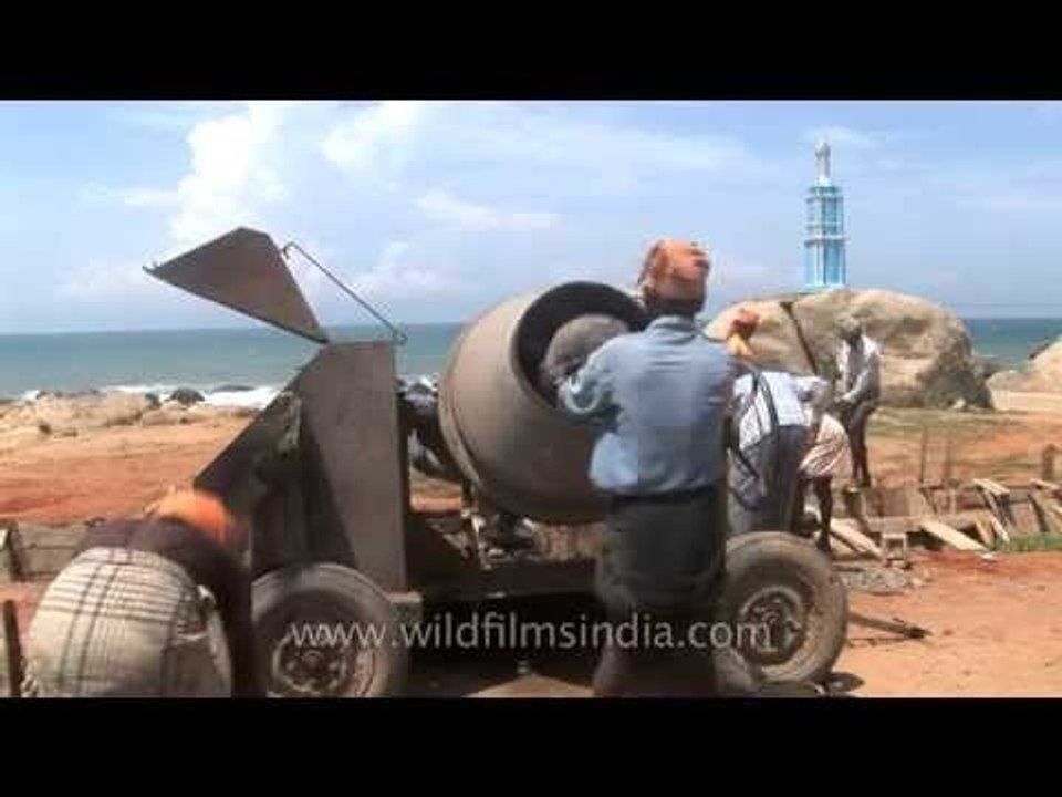 Cement mixer used in construction work at the tip of India at Kanyakumari