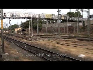 Train departs from Erode junction, Tamil Nadu