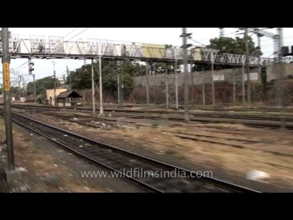 Train departs from Erode junction, Tamil Nadu