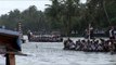 Competing teams row their boats forward during Nehru Trophy Boat Race