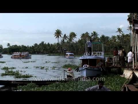 Ferry drifting along backwaters of Kerala