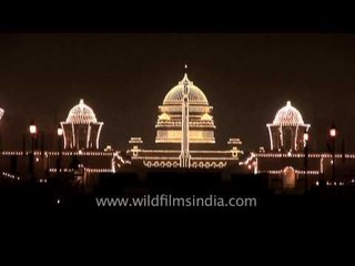 Indian President's House illuminated at night