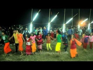 Young Manipuri boys and girls taking part in Thabal Chongba