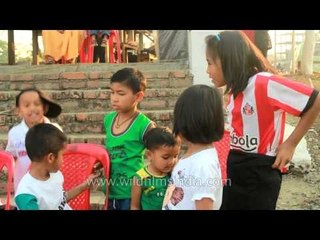 Manipuri children in football jersey seen at Yaoshang sports meet