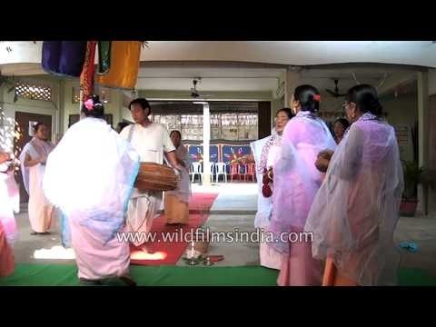 Manipuri Vaisnavite elders perform the traditional Holi Pala
