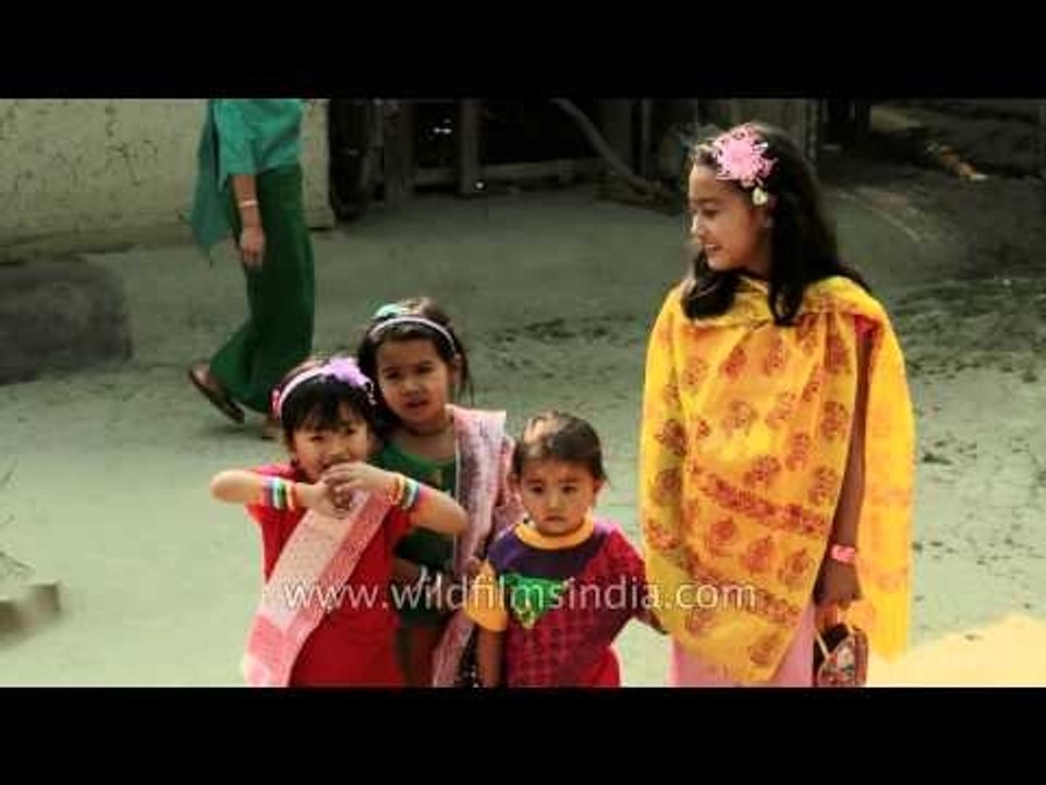 Children in traditional Manipuri attire