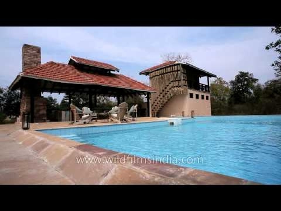 Swimming pool area at Denwa Backwater Escape lodge