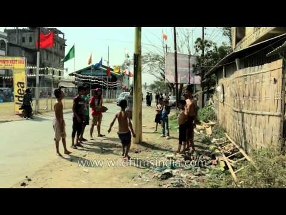 Banana stem climbing competition (laphu kabi) in Imphal