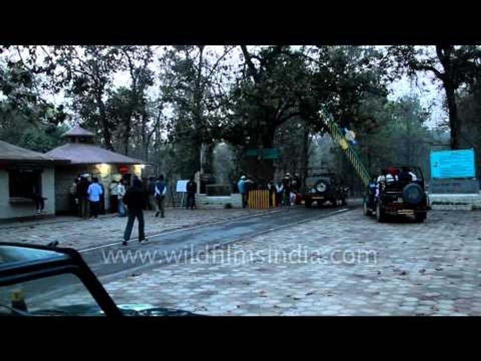 Visitors in queue outside the Kanha National Park