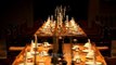 Luxurious long wooden dinning table at Kanha Earth Lodge
