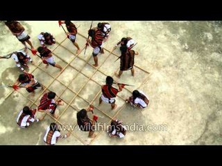 Bamboo dance in rhythmic beats