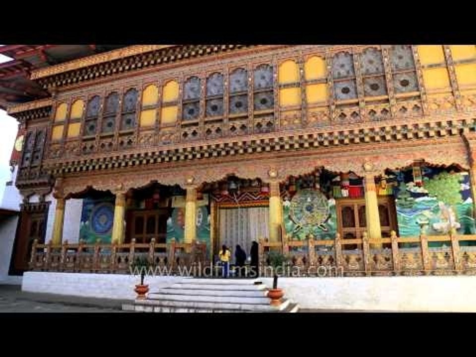 People visiting the temple inside the Punakha Dzong, Bhutan