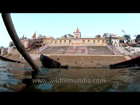 Rowing boat on the river Ganges - Jain ghat, Varanasi