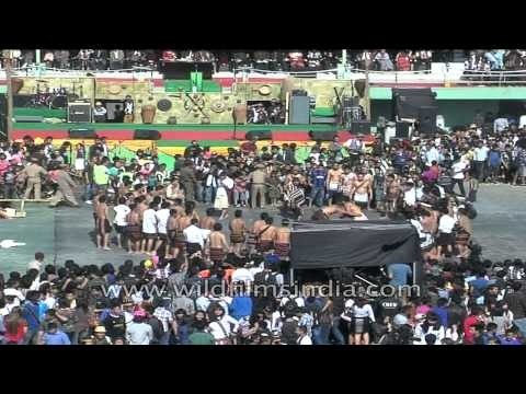 Mizo traditional wrestling demonstrated at Chapchar Kut