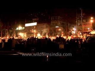 The evening Ganga aarti at the Dasasvamedh Ghat in Varanasi
