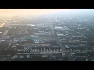 An aerial view of water-logged Bangkok