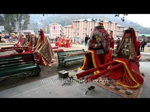 Deities congregated together during Shivratri festival, Mandi