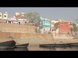 Row of boats on the banks of Ganges - Banaras