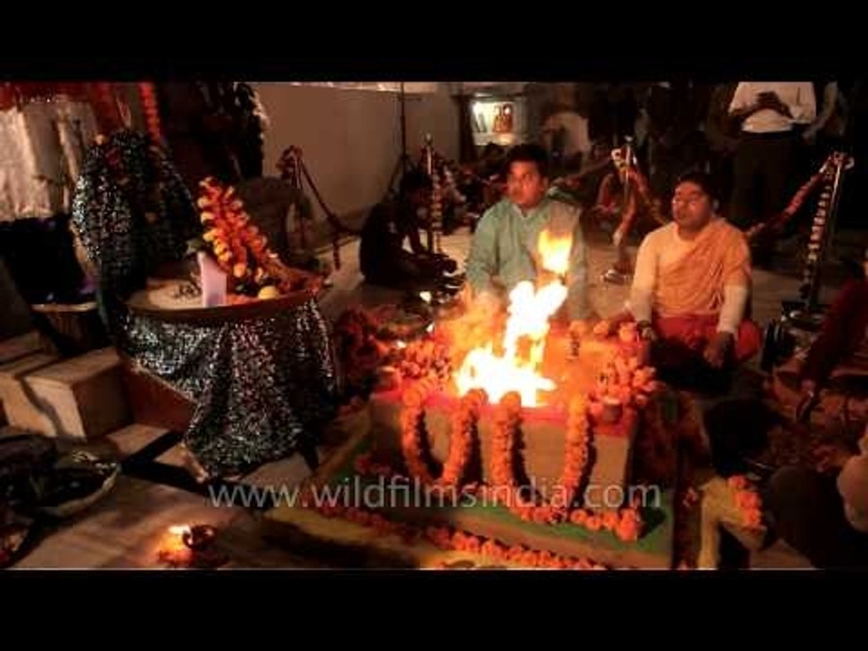The revered priests performing 'havan' during Maha Shivratri