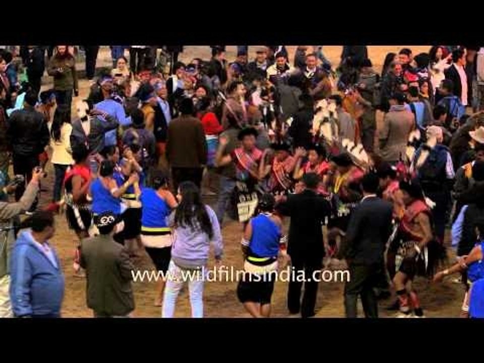 Visitors enjoying a unity dance at Hornbill Festival
