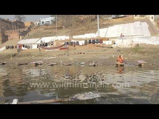 Washing laundry in the sacred Ganga - Varanasi