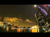 Singapore skyline at night in time lapse