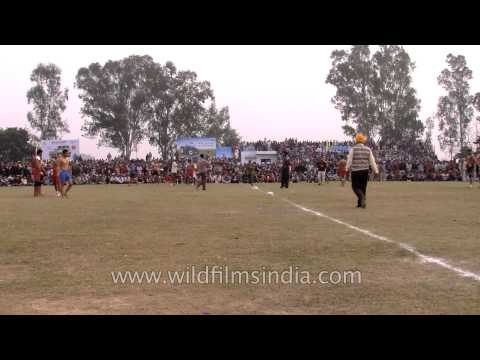 Kabaddi player on the field at Rural Olympics, Punjab