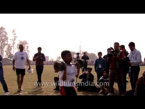 Young boy displaying push up skills at Kila Raipur Olympics