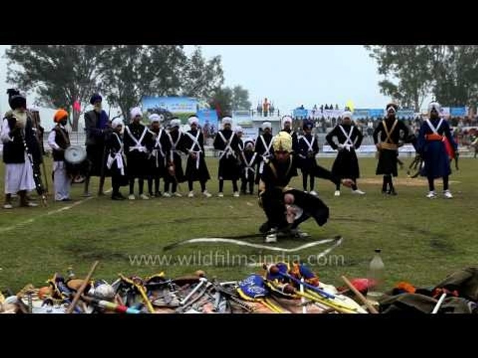 Nihang Sikh performing Gatka Punjabi marial art